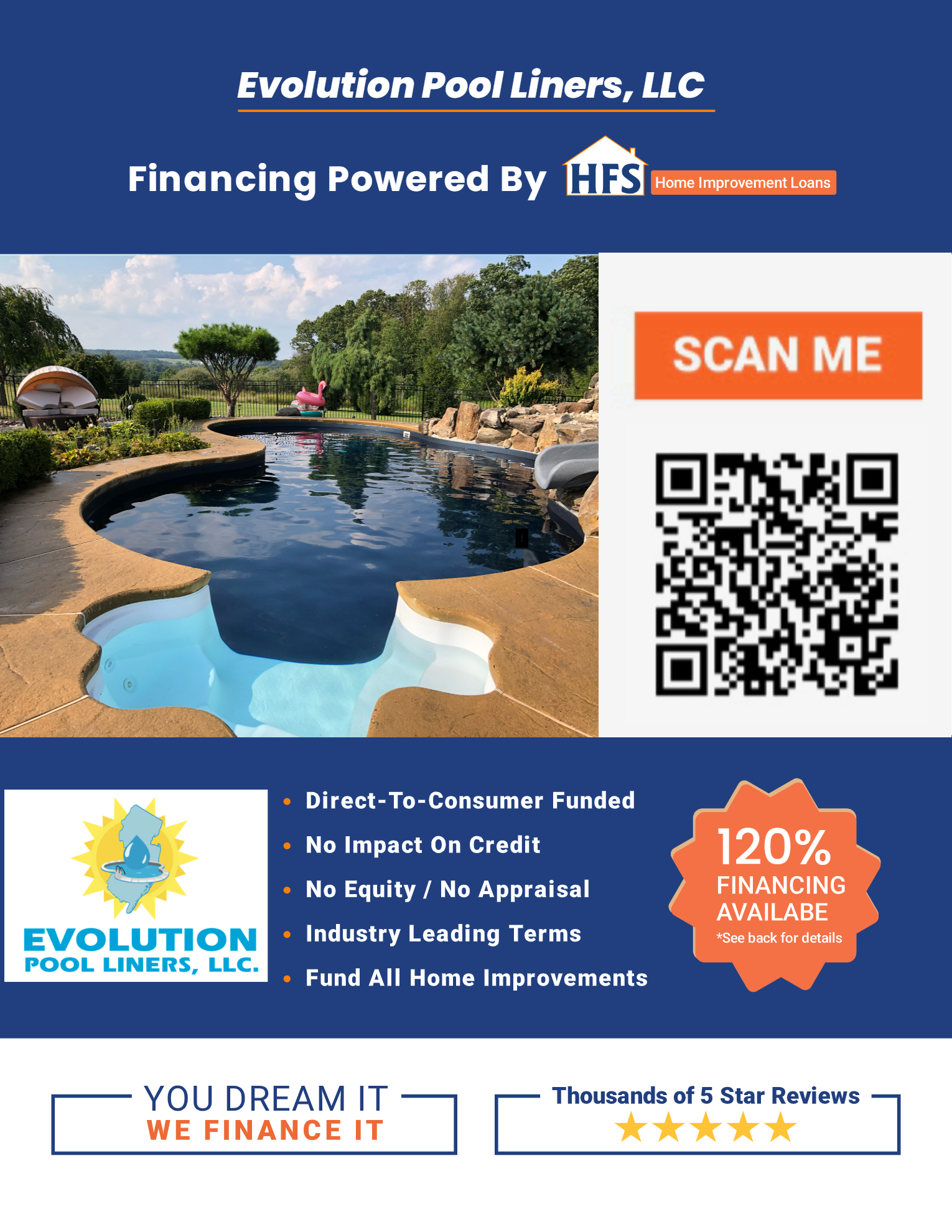 A flyer for an outdoor pool with a qr code.