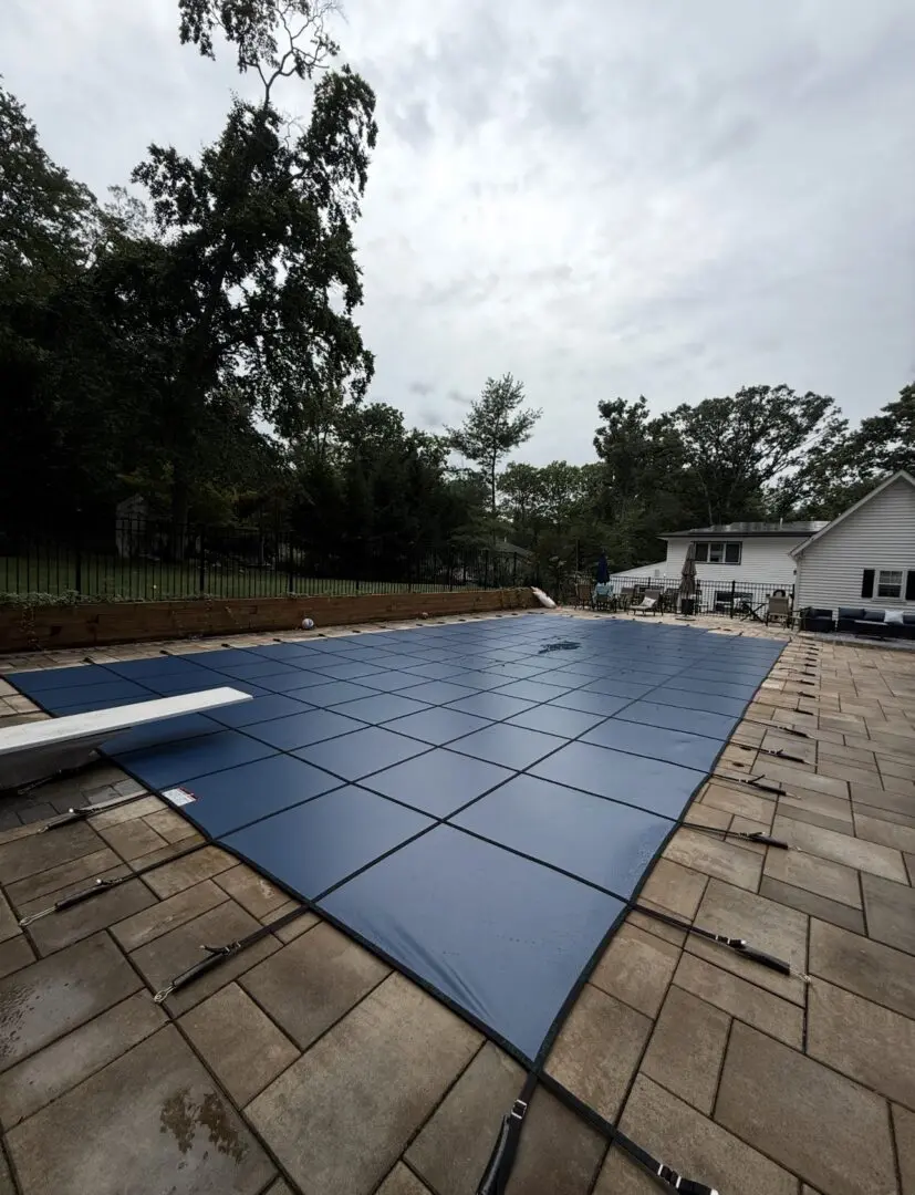 Pool cover on a patio area