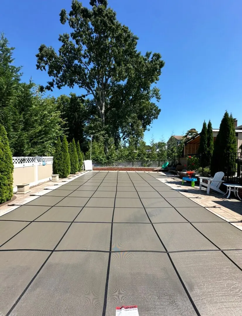 Pool area covered in warm sunlight